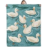 xmwjfd Cute Ducks Blanket, Cozy Plush Peaceful Flock of White Ducks Throw Blanket for Couch Bedroom Outdoor, Lightweight Soft Flannel Travel Blankets, Gifts for Women Adults Kids, Warm Decor 50"×60"