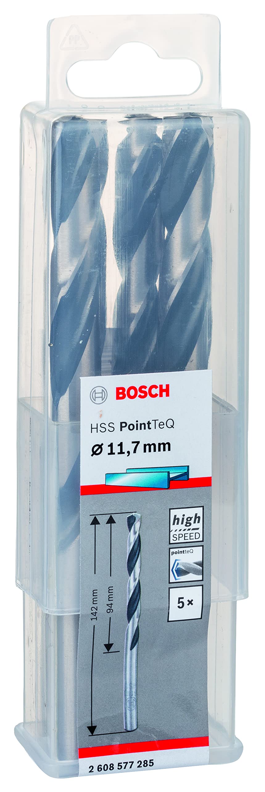 Bosch Professional 5-Piece PointTeQ HSS Twist Drill Bit (for Metal, 11.7 x 94 x 142 mm, Drill Driver Accessories)