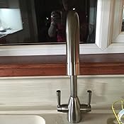 Hapilife Kitchen Tap Two Handle Swivel Spout Sink Mixer Tap, Brushed ...