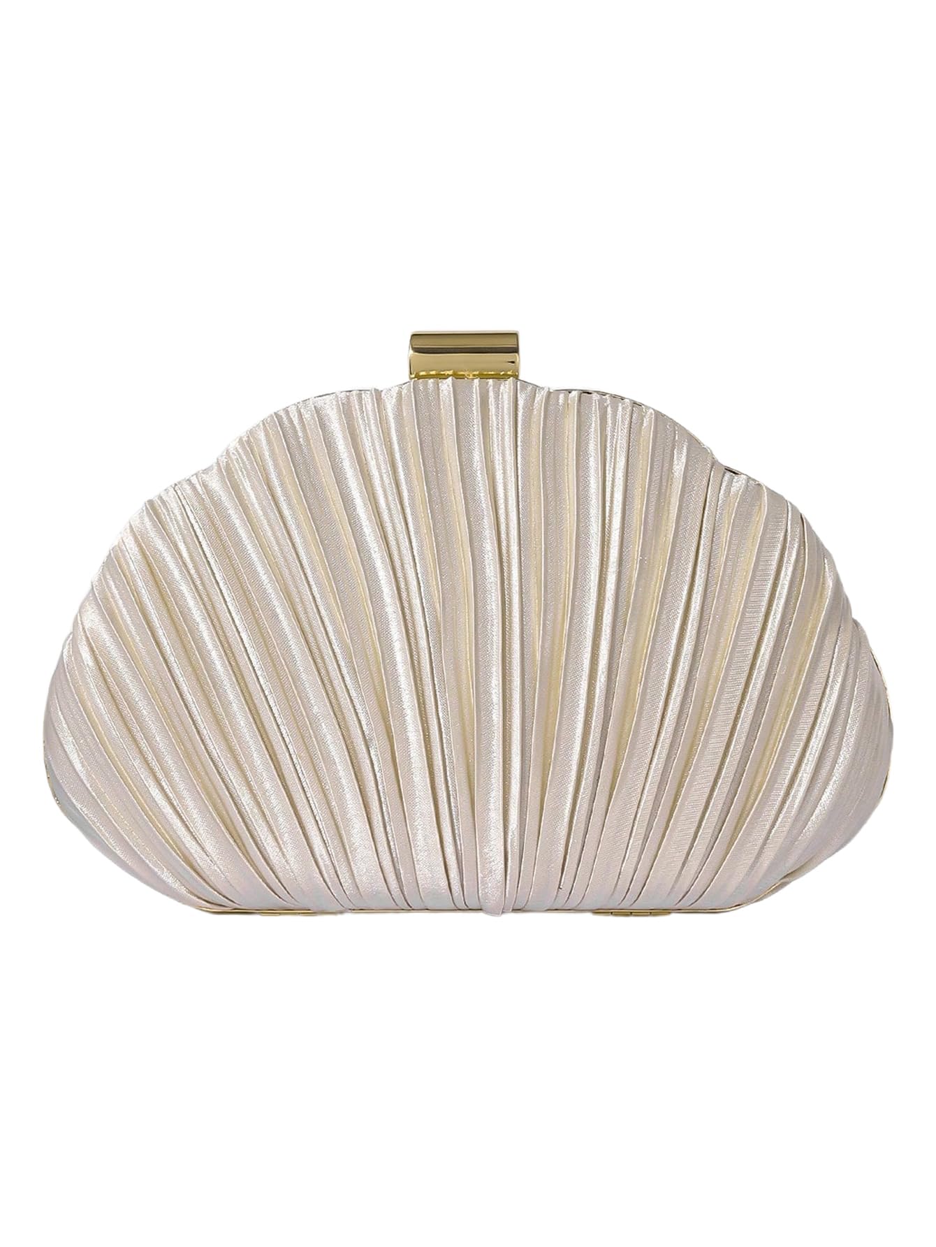 Photo 1 of QWINEE Women's Shell Shaped Clutch Purse Ruched Mini Crossbody Bag Elegant Evening Handbag with Chain Strap Apricot One Size