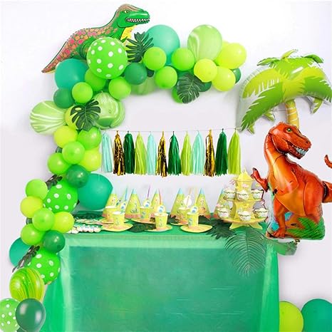 set de decoracion de fiesta de dinosaurios para ninos con tematica de la selva telon de fondo del mundo jurasico globos de cumpleanos rex