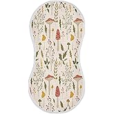 Kigai Baby Burp Cloths 2 Pack, Extra Soft & Absorbent 4-Layer Muslin Cotton Burping Cloths for Newborn Boys Girls, Large 11x22 Inch Curved Shoulder Burp Rags, Cute Mushroom Nursery Design