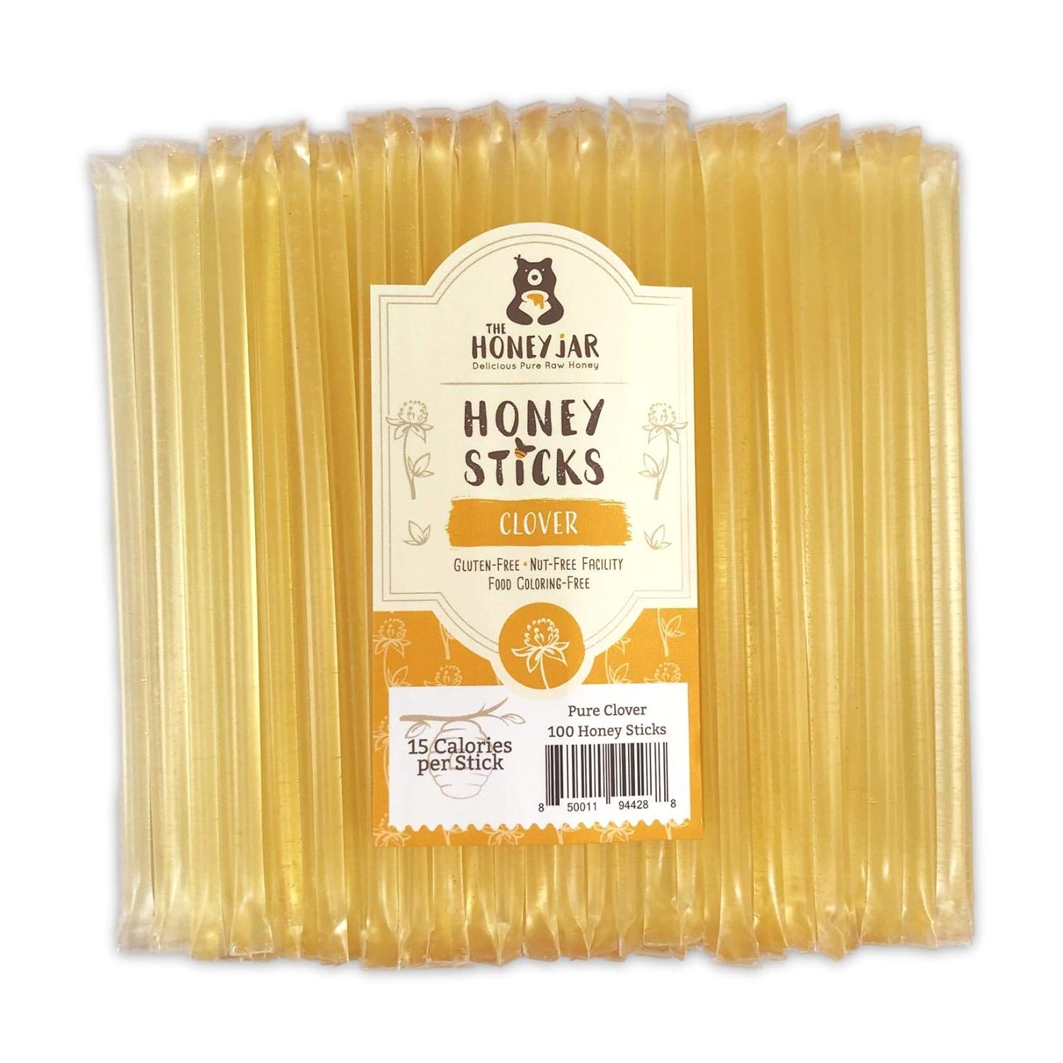 The Honey Jar - Clover Honey Sticks 100 Count Honey Straws - Bulk Honey Stix - Real Pure Honey Sticks Made in Ogden, Utah