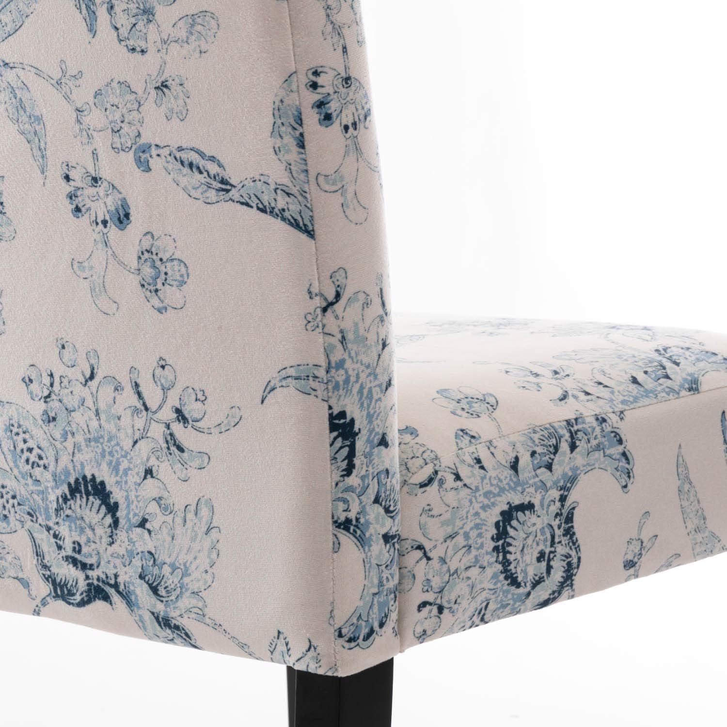 DininL Fur Dining Chair Kitchen Chairs Set of 2 Modern Dining Room Side Chairs Fabric Cushion Seat Back with Nailhead Trim (Flowers) - Chairs