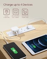 VASAGLE KAILYN Bedside Table with Power Strip Straw Yellow LET631Y71 view 3