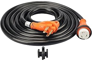 SURESAVE-USA SureSave 50 Amp RV Extension Cord with Twist Lock | 25 Ft Generator Power Cord with Two Plug Types, Male NEMA 14-50P and Female SS2-50R | Heavy Duty Outdoor Adapter, UL Listed