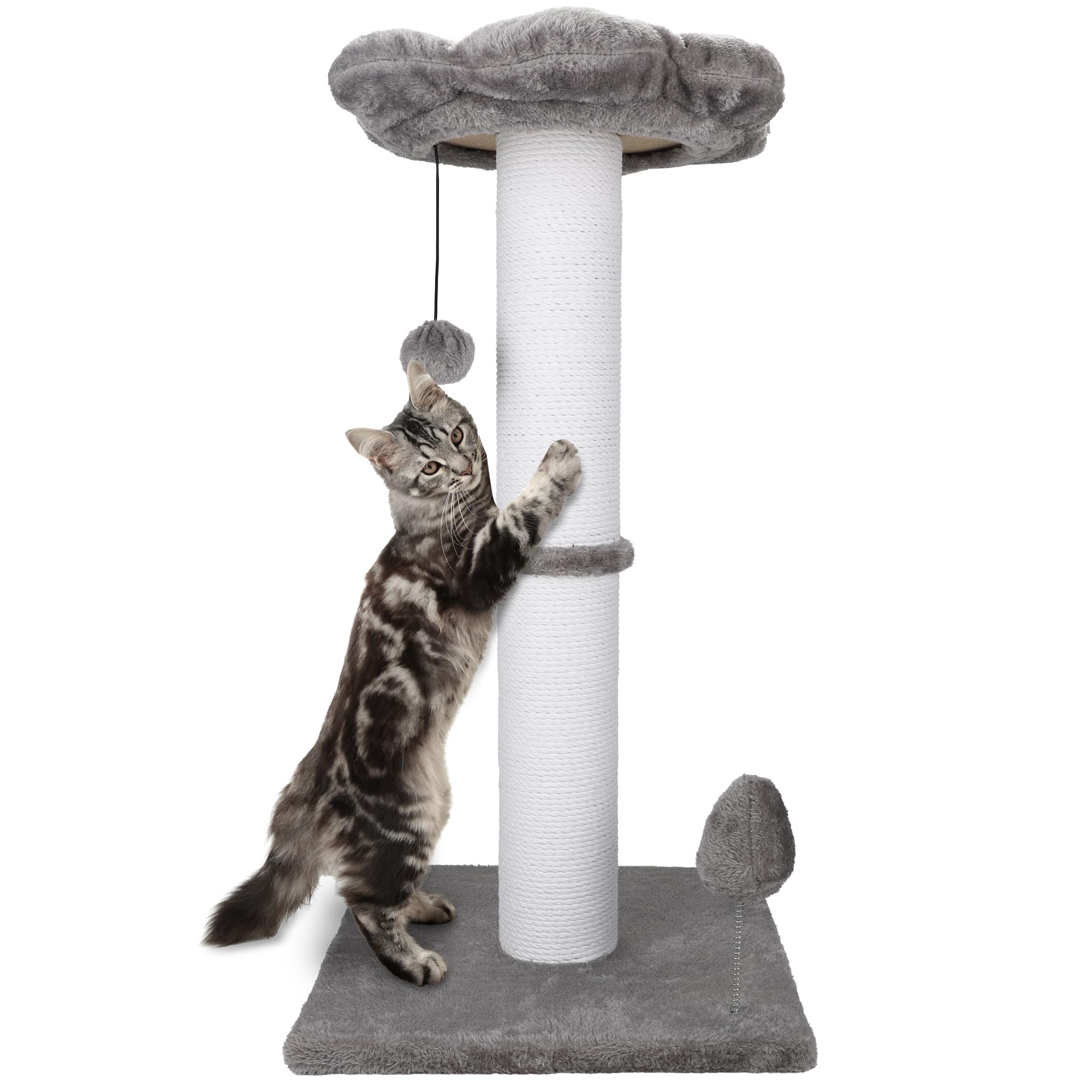 Photo 1 of Ahomdoo Cat Scratching Post 30 Inches Heavy Duty and Thicker Cat Scratching Post Sisal Rope with Hanging Ball and Flower Cat Perch for Indoor Cats and Adult(Grey)