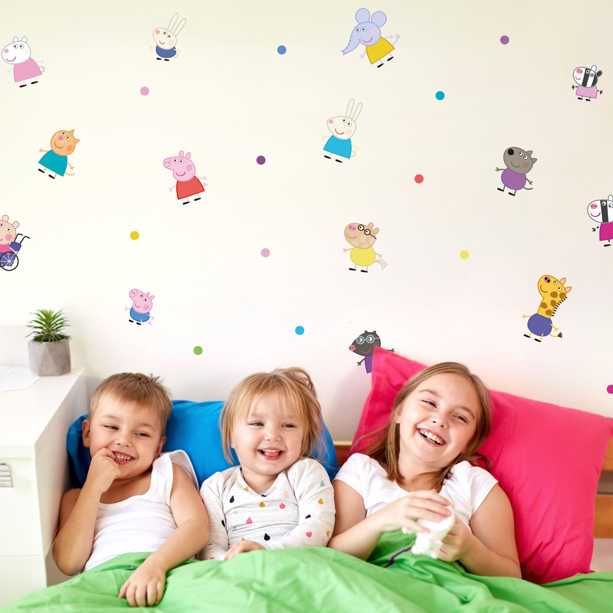 Stickerscape Peppa Pig Wall Stickers Official Personalised Peppa Pig Bedroom Accessories Removable and Easy to Apply Large Wall Decals Bedroom Decor (Peppa's Friends Stickaround)