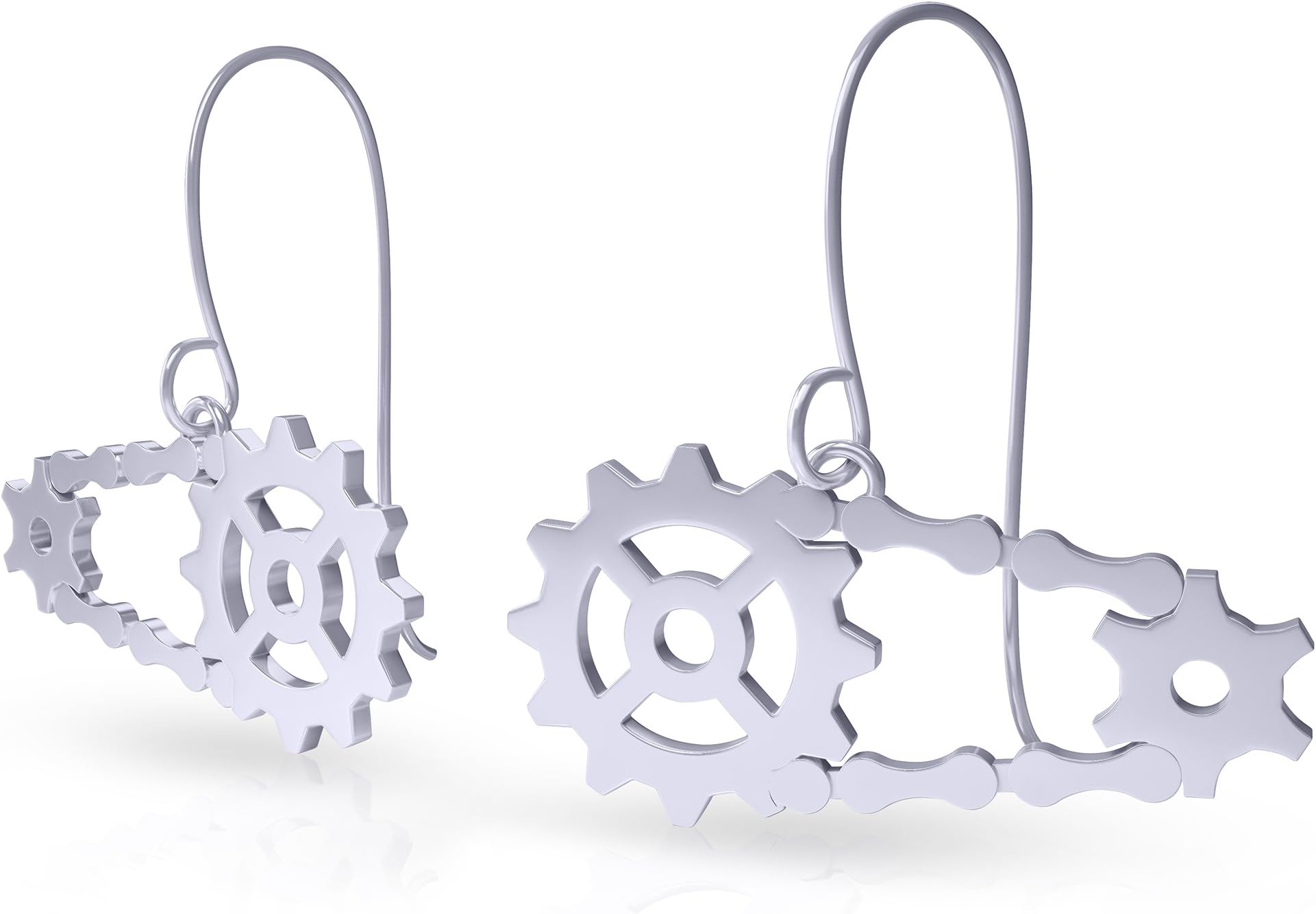 925 Sterling Silver Bicycle Sprocket Earrings