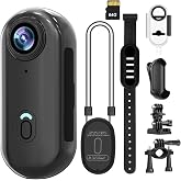 4K WIFI POV Action Body Camera 64GB, Thumb Size Mini Bodycam, Waterproof Magnetic Wearable Hand-free Portable Sports Action Cameras, Snapcam Mount Anywhere for Cycling, Skiing, Swimming, Walking