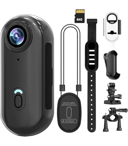 Genérico GoSnap - 4K Thumb Action Camera, Go Snap Body CAM, Wearable Mini Action Camera, Outdoor Cycling Skiing Thumb Sports Camera, with 360° RotationSpring Clip (Black,4k