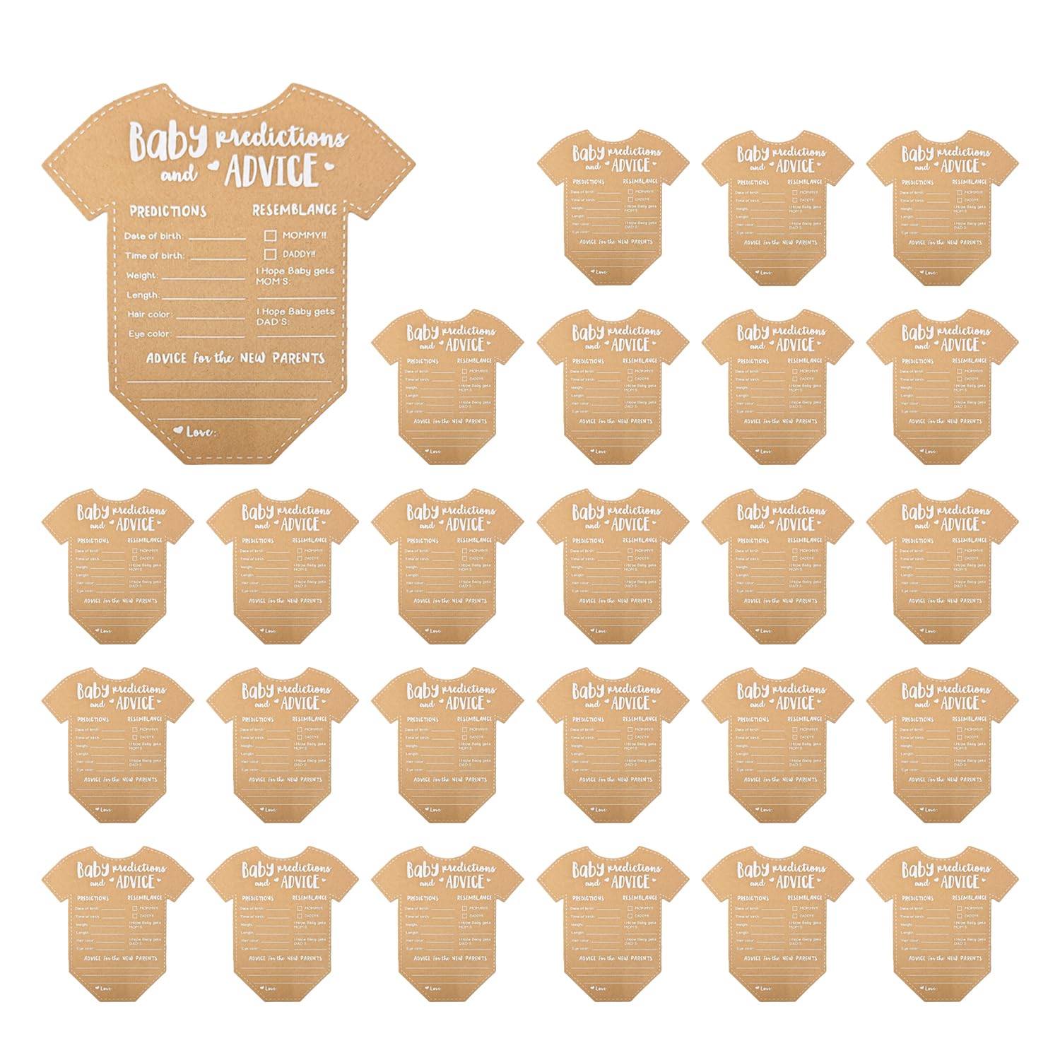 25-Piece Baby Shower Blessing Cards, Kraft Paper Cards, Baby Game Cards, Baby Prediction Cards, Baby Advice Cards, Gender Reveal Decoration Set