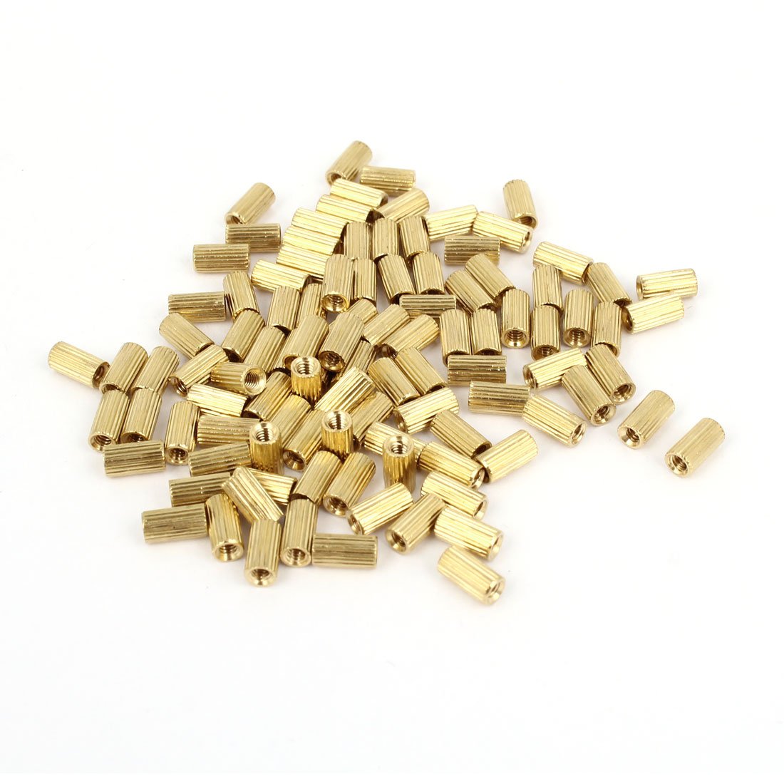 sourcingmap Brass Cylinder Female Threaded Standoff Spacer Pillars M2x6mm 100 Pcs Gold Tone