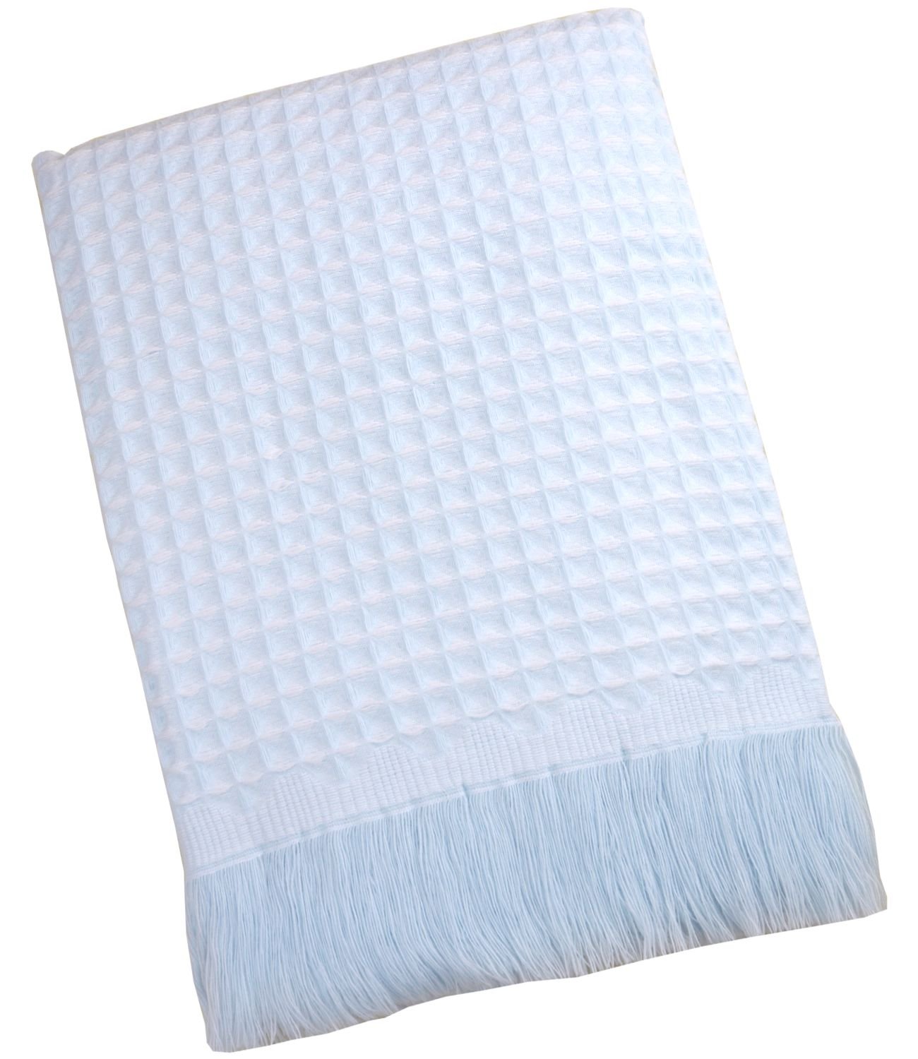 BabyPrem Baby Blanket Shawl Nursery Bedding Waffle Boys Girls Moses Cot BLUE