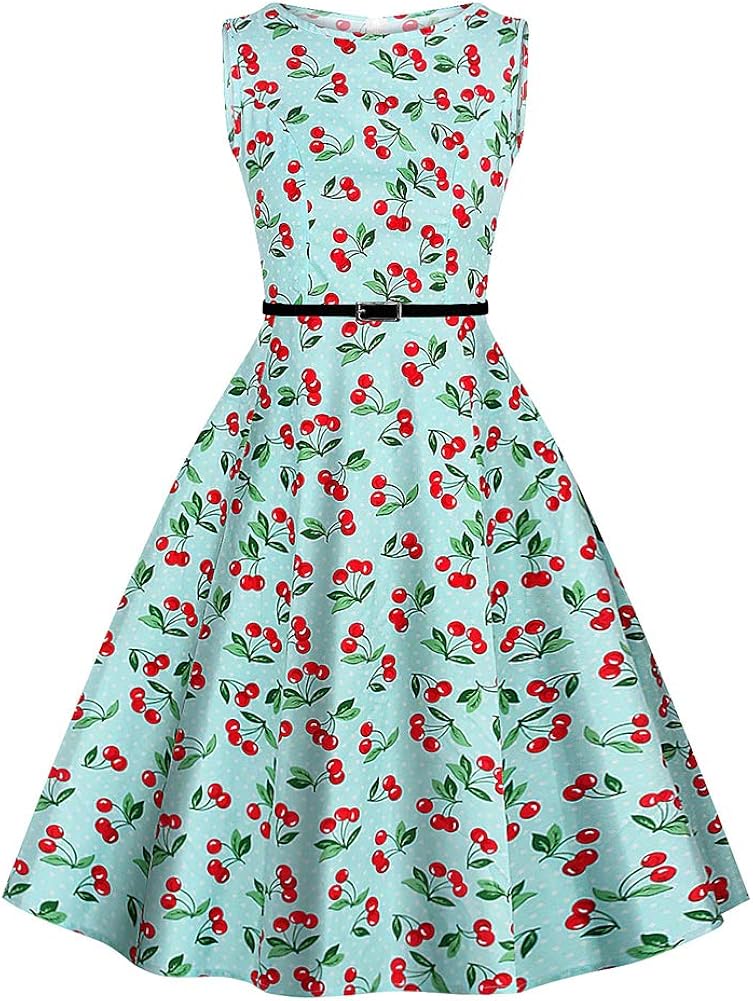 cherry print midi dress