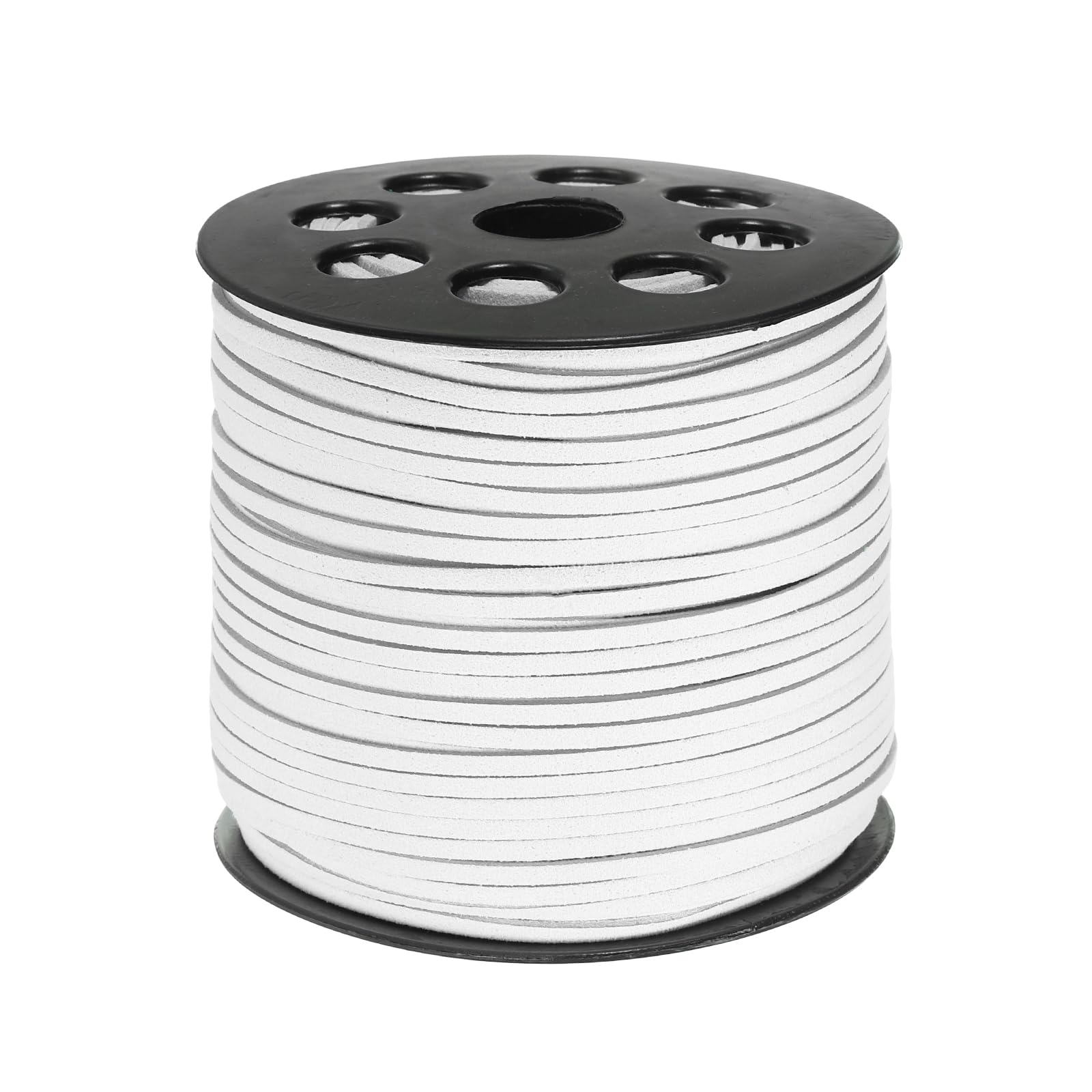 PATIKIL 100 Yards Flat Suede Cord, 2.7mm Leather String Lace Faux Leather Cord with Roll Spool for Jewelry Making Bracelet Necklace Beading DIY Crafts, White