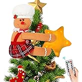 Gingerbread Christmas Tree Topper with Built-in LED Star Lights Xmas Decorations Funny Treetop Hugger Home Décor