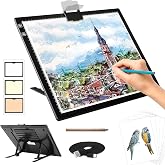 Rechargeable A3 Light Pad for Diamond Painting,Tracing Light Box with Stand and Clip,3 Colors Stepless Dimmable and 6 Levels of Brightness Light Board for Artists,Drawing,Sketching,Animation