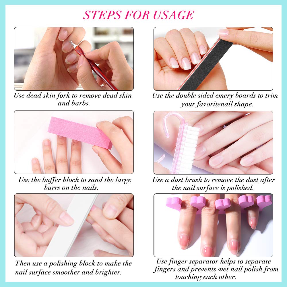 Professional Nail File and Buffers Tool Set - for Natural, Gel & Acrylic Nails - Nail Care Buffer Block Polisher Tool, Washable Double Sided Kit (28 pcs) : Beauty