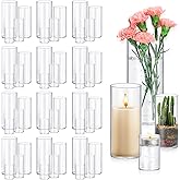 48 Pack Glass Cylinder Vases 4,6,8,10 Inch Tall Clear Flower Vase Hurricane Floating Candle Holder for Table Centerpiece Wedding Home Decor