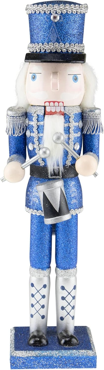 Nutcrackers - Clever Creations Blue Drummer 16 Inch Traditional Wooden Nutcracker, Festive Christmas Décor for Shelves and Tables