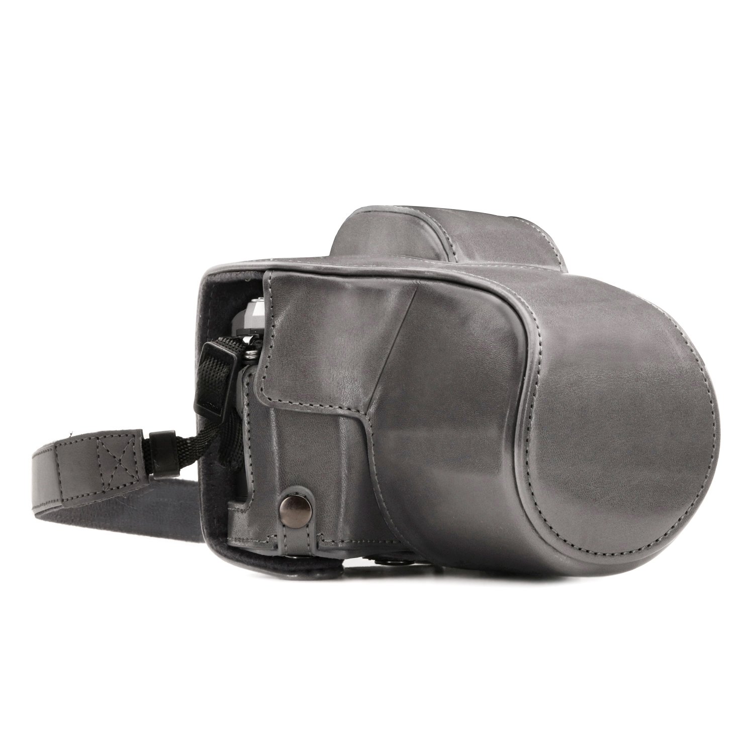 MegaGear MG1348 Ever Ready Leather Case and Strap with Battery Access for Olympus OM-D E-M10 Mark III Camera - Grey — image 1