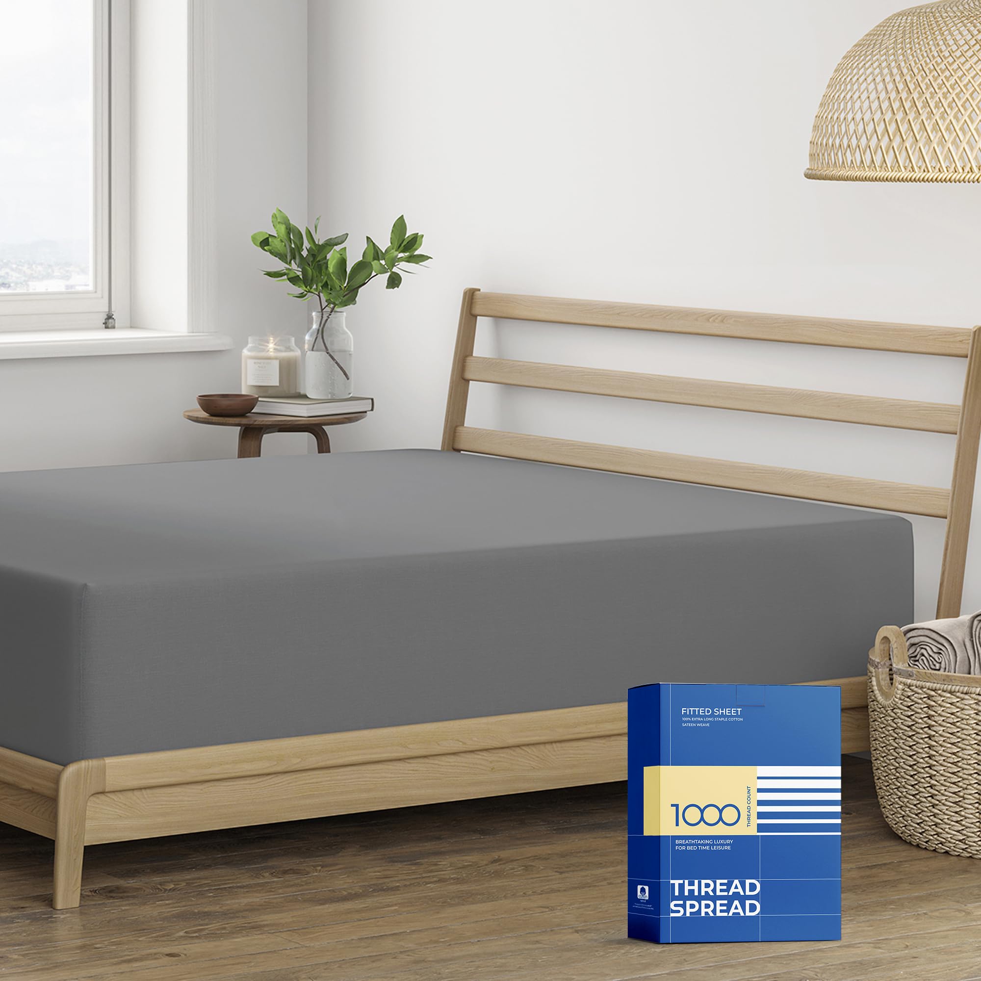 Photo 1 of * 2 Pillow cases*THREAD SPREAD 100% Egyptian Cotton - 1000-Thread-Count Extra Soft, CoolingPocket Luxury Sateen Weave Bottom, Hotel Quality - Dark Grey