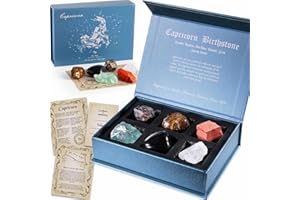Faivykyd Capricorn Crystal Birthday Gift Ideas, Zodiac Sign Stones, Natural Healing Crystals with Horoscope Set, Astrology Gifts for Sisters Girlfriend Friends Men