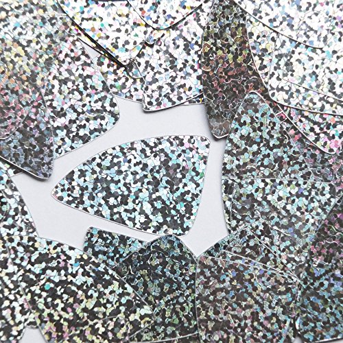 Sequin Fishscale Fin 1.5 inch Silver Glitter Hologram Multi Metallic. Couture Paillettes. Made in USA. Loose sequins for embroidery, bridal, crafts, and embellishment.