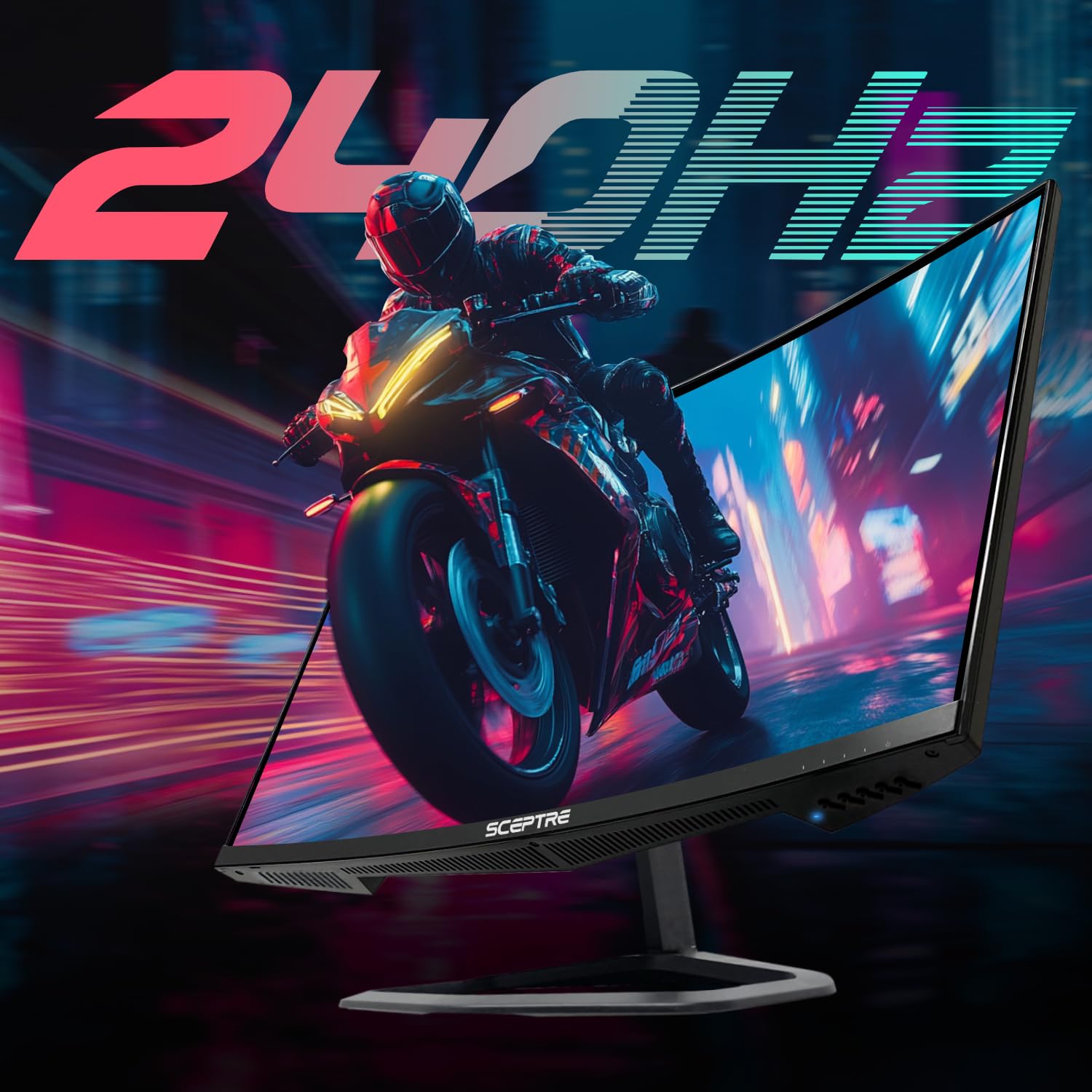 Sceptre Curved 24.5-inch Gaming Monitor up to 240Hz 1080p R1500 1ms DisplayPort x2 HDMI x2 Blue Light Shift Build-in Speakers, Machine Black 2025 (C255B-FWT240)