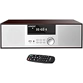 LONPOO Stereo Shelf System for Home, Vintage CD Player 40W RMS Micro Mini System with Remote Control, Bluetooth, FM Radio, USB MP3 Playback & Aux-in,Silver