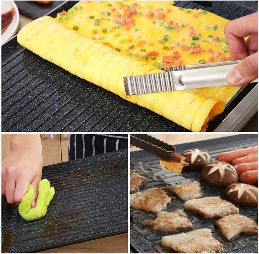 review LIN Indoor Barbecue Smokeless Grill, Non-Stick Multi-Function Grill, Adjustable Temperature Control, Portable Electric BBQ Suitable for Outdoor Garden (2-6 People)