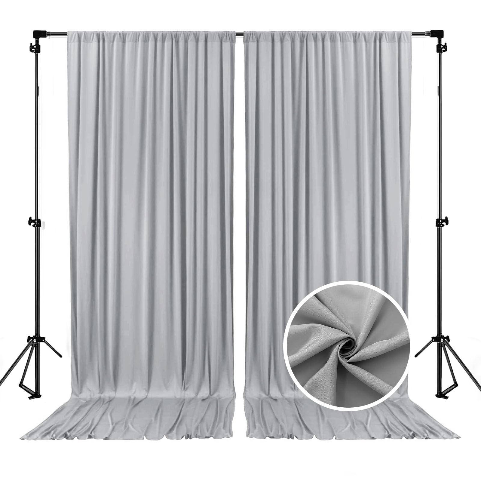 Photo 1 of 10 x 10 Feet Dark Grey Backdrop Curtain for Partie, Background Curtains for Photoshoot, Birthday, Wedding, Halloween, Thanksgiving, Christmas, New Year Party Decorations 5Ft x 10Ft, 2 Panels