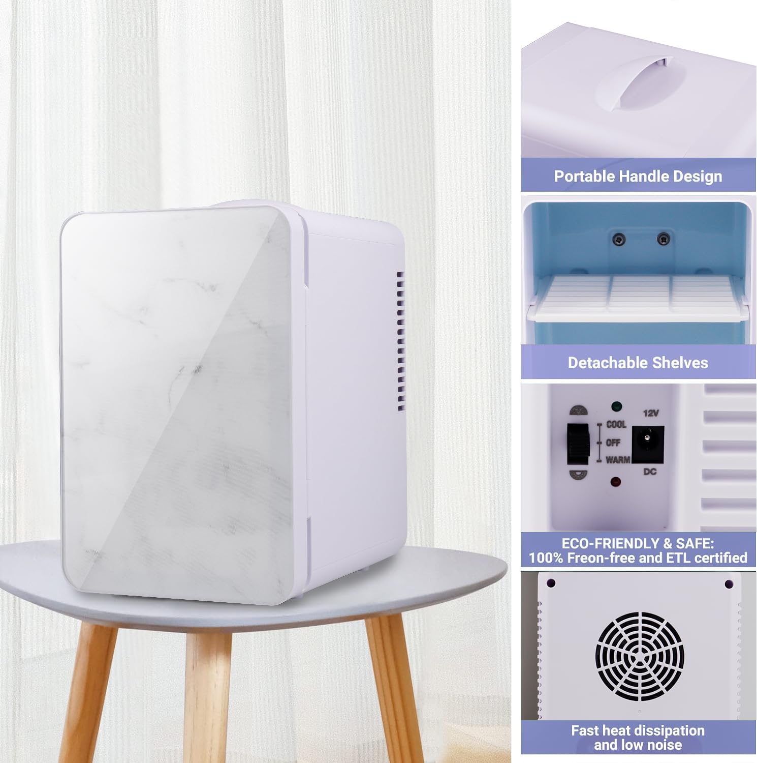 Living Enrichment Mini Fridge 4L Skincare Fridge, Cooler and Warmer Portable Small Refrigerator, AC DC 12V Powered, for Skin Care Drinks, Bedroom Office Travel Car, Birthday Gift