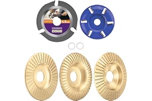 TOOVEM A FAMILY OF MANUFACTURERS TOOVEM 5PCS Angle Grinder Wood Carving Disc Set, for 4" and 4 1/2" Angle Grinder with 5/8" ARBO Attachments Wood Carving Tools for Wood Stump Grinding, Carving and Polishing