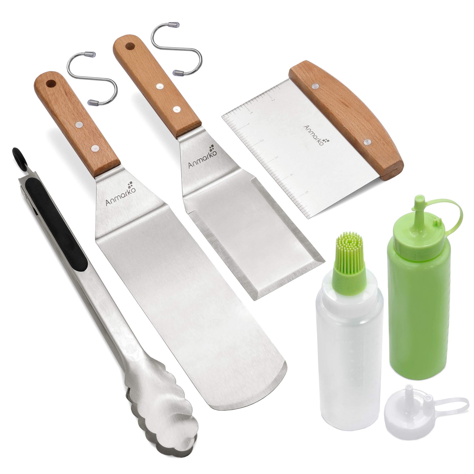 Metal Spatula Set Stainless Steel and Scraper - Professional Chef Griddle Spatulas Set of 6 - Heavy Duty Accessories Great for Cast Iron BBQ Flat Top Grill Skillet Pan — image 1