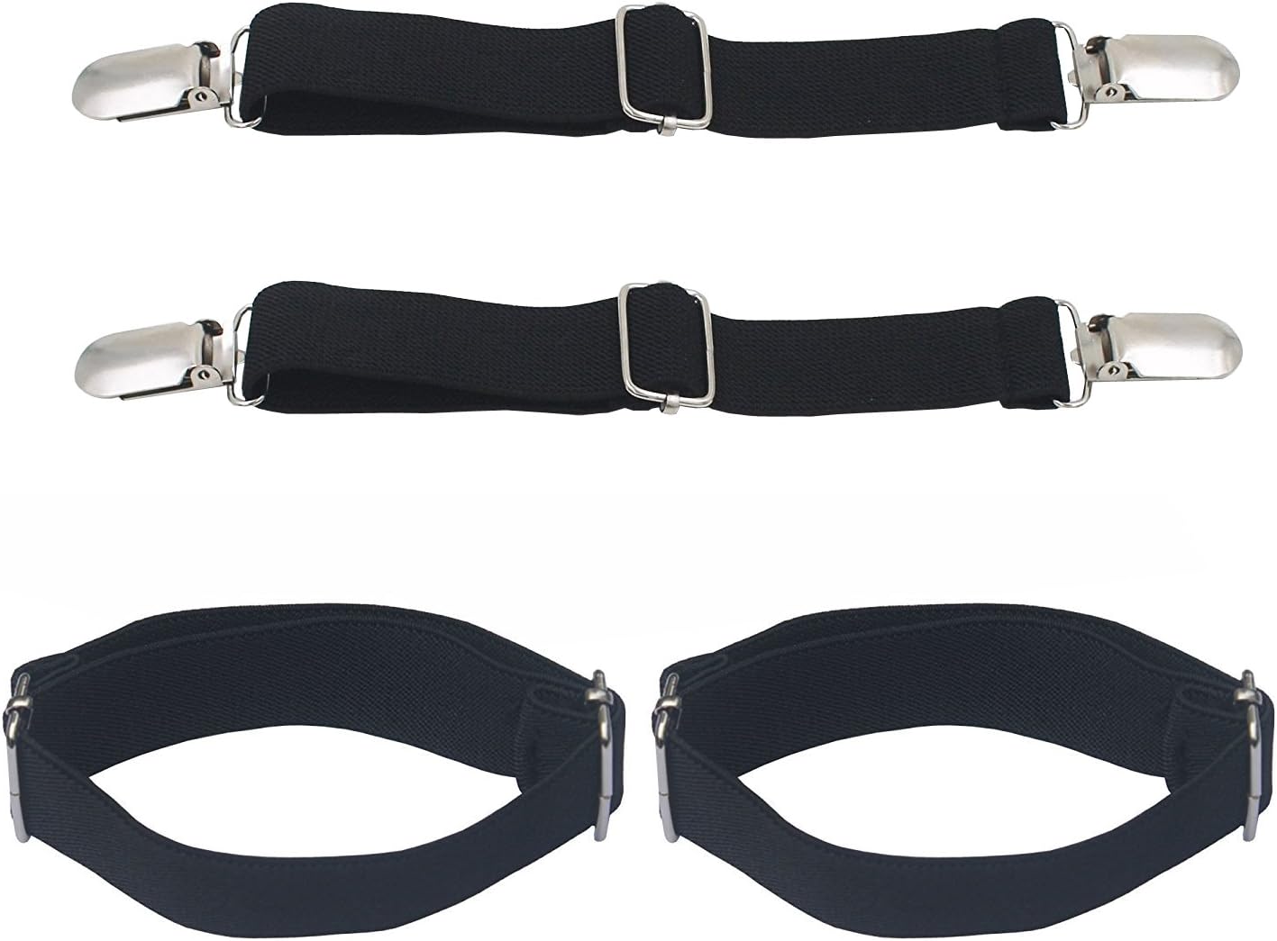 YYST 4pc Elastic Adjustable Women's Boot Straps Pant Clips Straps