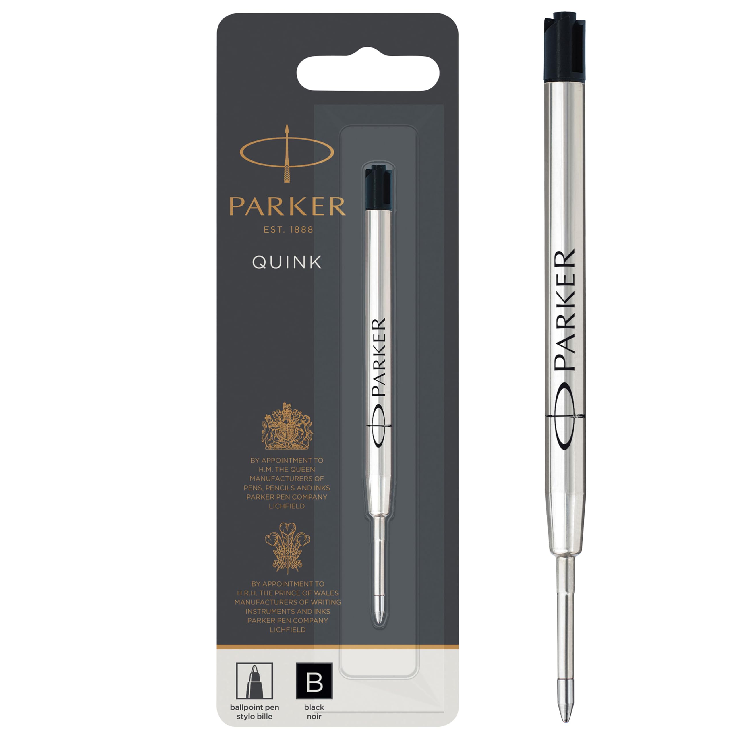 Parker Ballpoint Pen Refill | Broad Tip | Black QUINKflow Ink | 1 Count