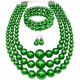 Big Chunky Pearl Necklace and Earring Set - Large Costume 1920s Faux Pearls Gatsby Accessories