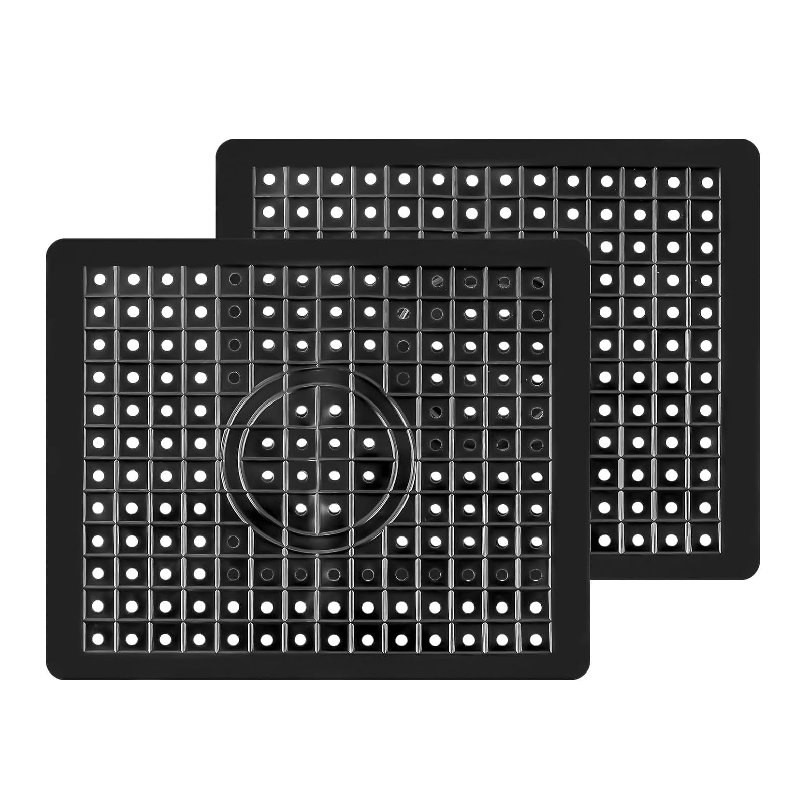 Sink Protector Mat, 2 Pcs Kitchen Sink Mat, 31 x 26 cm Anti Slip Sink Protector Mat Soft Rubber Kitchen Sink Mat for The Kitchen Sink or Countertops Functional Dish Drainer(Black)
