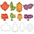 8 Pieces Fall Leaves Cookie Cutters Autumn Leaves Cutters Mould Maple Leaves Baking Pie Crust Fondant Stampers for Thanksgivi