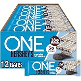 ONE Hershey's Cookies 'n' Creme Protein Bars, 18g Protein, 12 ct | 18g Protein, 3g Sugar, Protein Snack for Breakfast, Workout and Travel, 12 Snack Bars, Gluten Free Snacks