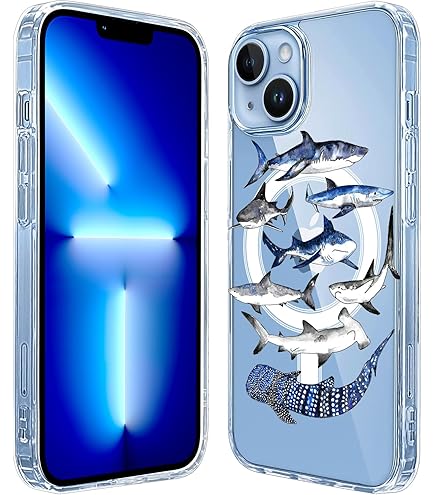 LuGeKe Cool Shark Magnetic Phone Case For IPhone 12 / IPhone 12 Pro With An Acrylic Accessory,Compatible With MagSafe Wireless,Clear Slim Thin Shockproof Protective Phone Case Cover
