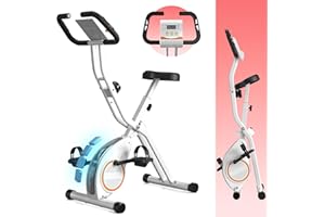LINBOLUSA Foldable Exercise Bike for Small Apartments, Lightweight Stationary Bikes for Home, Indoor Portable Cycling Bike with 16-Level Magnetic Resistance, 260LBS Capacity, 5.5 LBS Flywheel, Designed for Small Space Workout 816 White