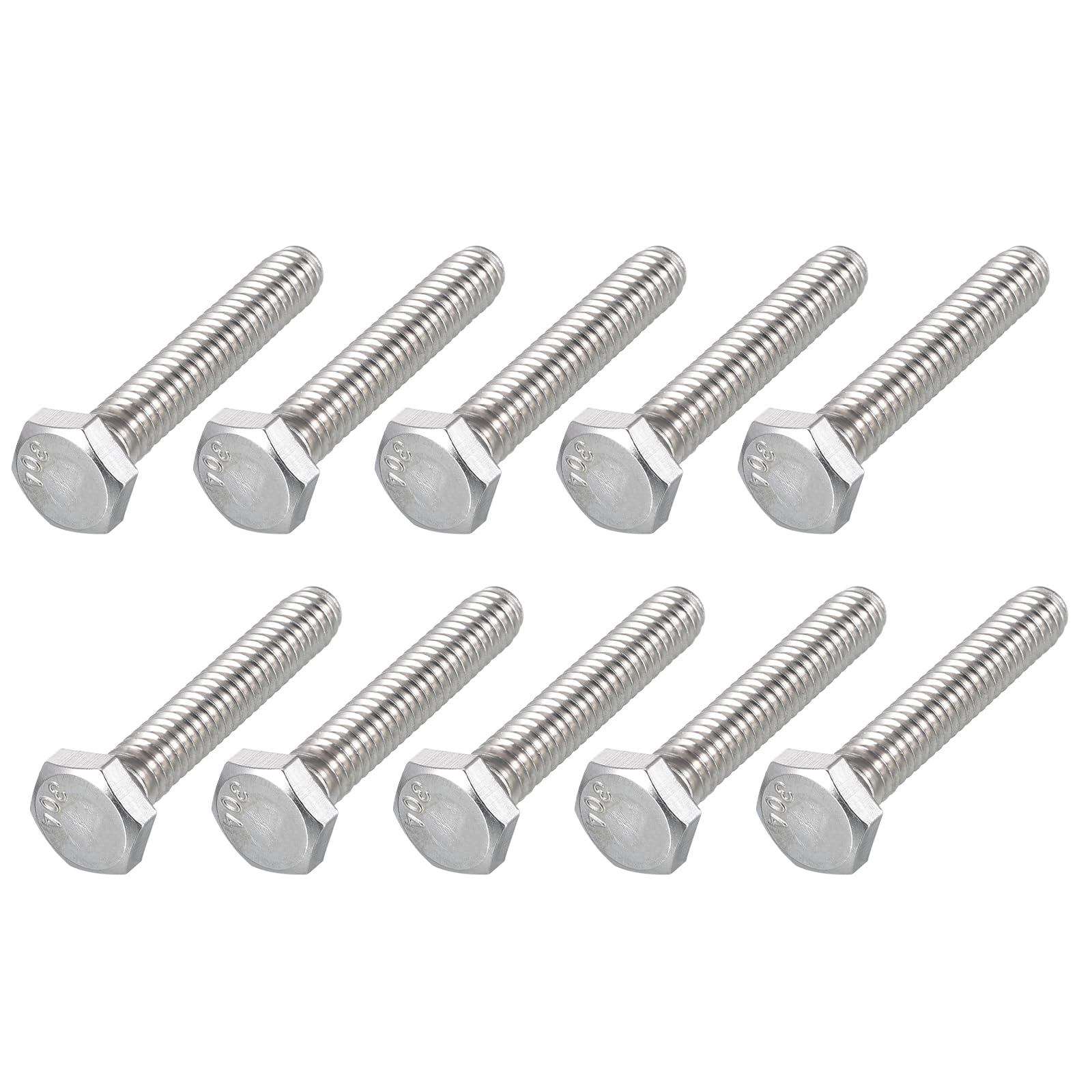 METALLIXITY Hex Head Bolts (1/4-20 x 1-1/4") 20Pcs, 304 Stainless Steel 18-8, Fully Threaded, External Hex Drive, Plain Finish, Hex Head Screw Bolt, Silver — image 1