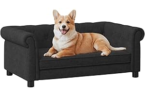 Arltamox 39" Dog Sofa Couch Bed for Small, Medium, Large Dogs,Memory Foam Pet Sofa with Removable Cover, Comfortable Pet Couch with Backrest and Armrests, Easy to Clean and Maintain（Black）