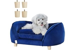 VEVOR Pet Sofa, Dog Couch for Small-Sized Dogs and Cats, Soft Velvety Dog Sofa Bed, 35 lbs Loading Cat Sofa, Dark Blue