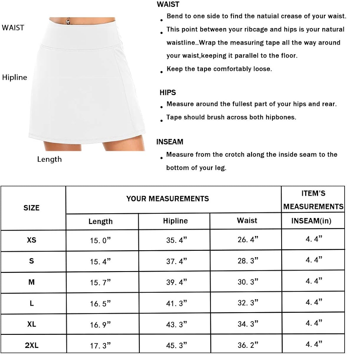 Hubunucc Women's Athletic Skorts Tennis Lightweight Active Skirts Inner Pockets Running Golf Workout Sports : Clothing