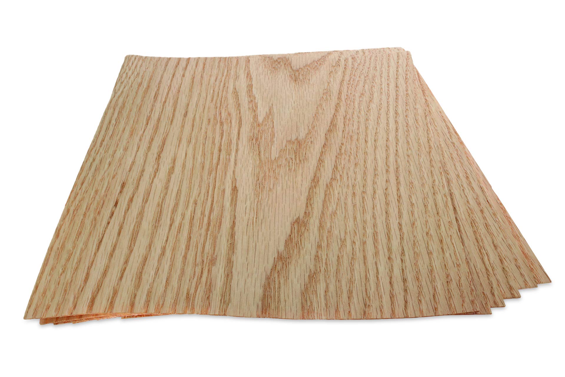 WoodPress® Real Red Oak Wood Veneer - Pack of 6 Sheets - A4 Size (apx. 21cm x 29cm) - Veneer for Marquetry, Model Making & Furniture Repair