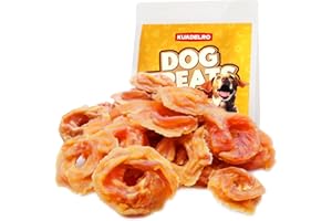 KUADELRO Chicken Rings Dog Treats, Natural Chicken Breast Jerky Rawhide-Free Soft Chews Healthy Dog Training Treats for Small Medium Large Breed 10.58oz